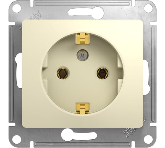 Изображение товара Механизм розетки Systeme Electric 1-м СП Glossa 16А с заземлением, бежевый GSL000243