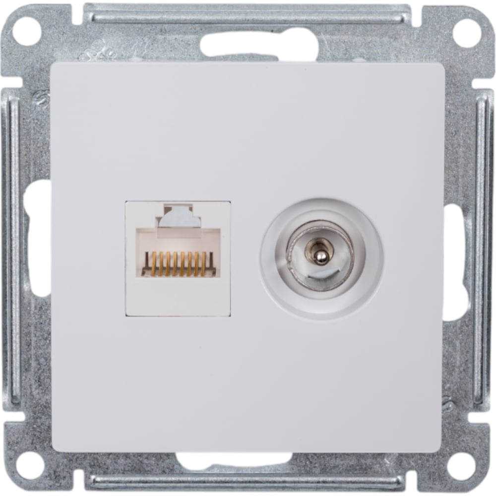 Изображение товара Механизм розетки Systeme Electric 2-м ATLAS DESIGN RJ45 кат. 5E+TV белый