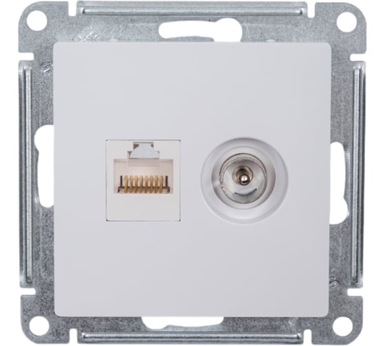 Изображение товара Механизм розетки Systeme Electric 2-м ATLAS DESIGNRJ45 кат. 5E+TV белый ATN000189