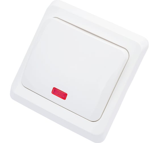 Изображение товара 1-клавишный переключатель Systeme Electric СП Этюд 10А с индикатором, белый BC10-007B