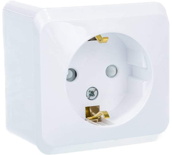Изображение товара Розетка Systeme Electric 1-м ОП Этюд 16А защитные шторки, с заземлением, белая PA16-004B