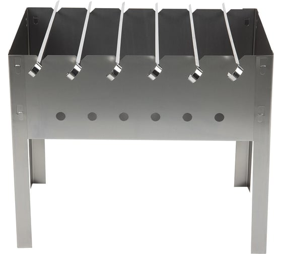 Изображение товара Мангал Ecos сборно-разборный 400x240x350мм, 0,50 мм с 6 шампурами, в коробке 182542