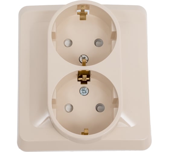 Изображение товара Двухместная розетка Systeme Electric СП Этюд 16А защ. шторки, с заземлением, кремовая PC16-008K