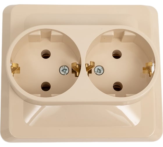 Изображение товара Двухместная розетка Systeme Electric СП Этюд 16А с заземлением, кремовый PC16-007K