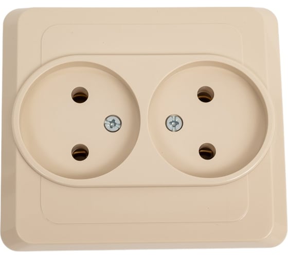 Изображение товара Двухместная розетка Systeme Electric СП Этюд 16А IP20 без заземления, кремовый PC16-005K