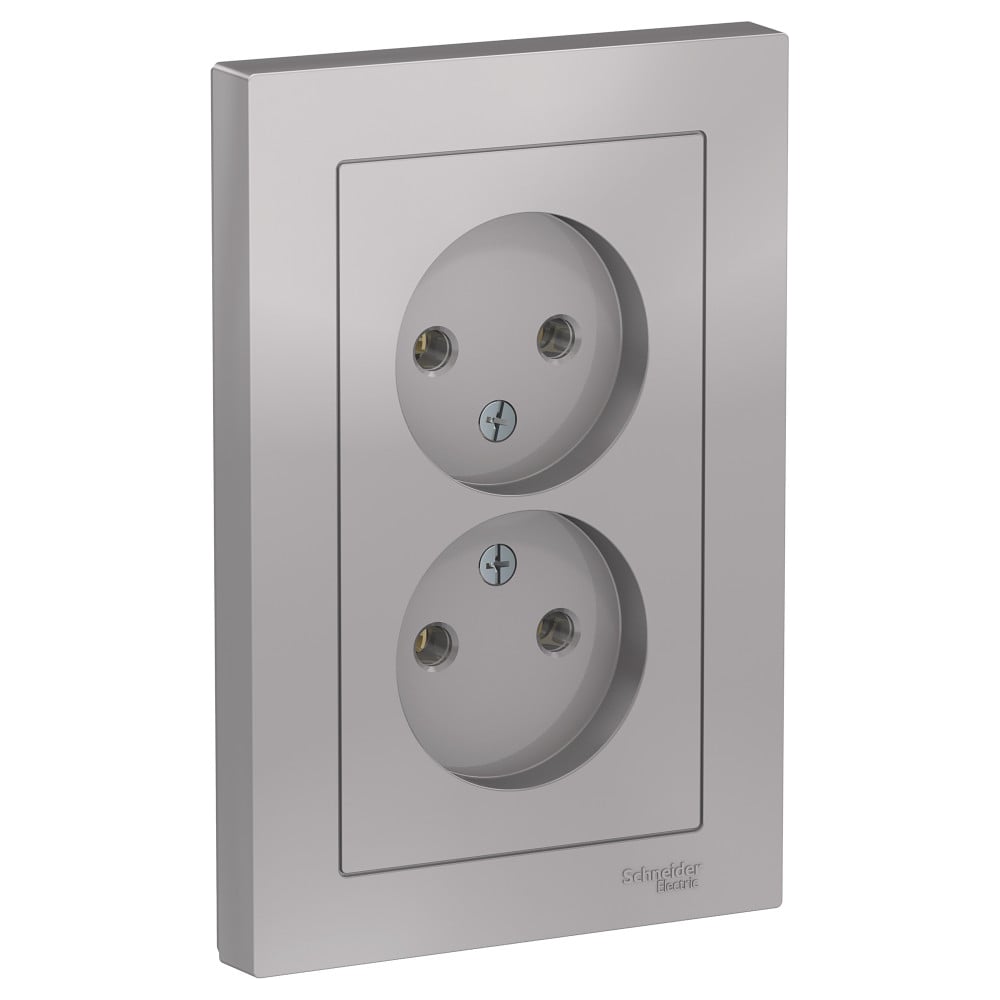 Изображение товара Двухместная розетка Systeme Electric ATLAS DESIGN без заземления 16А