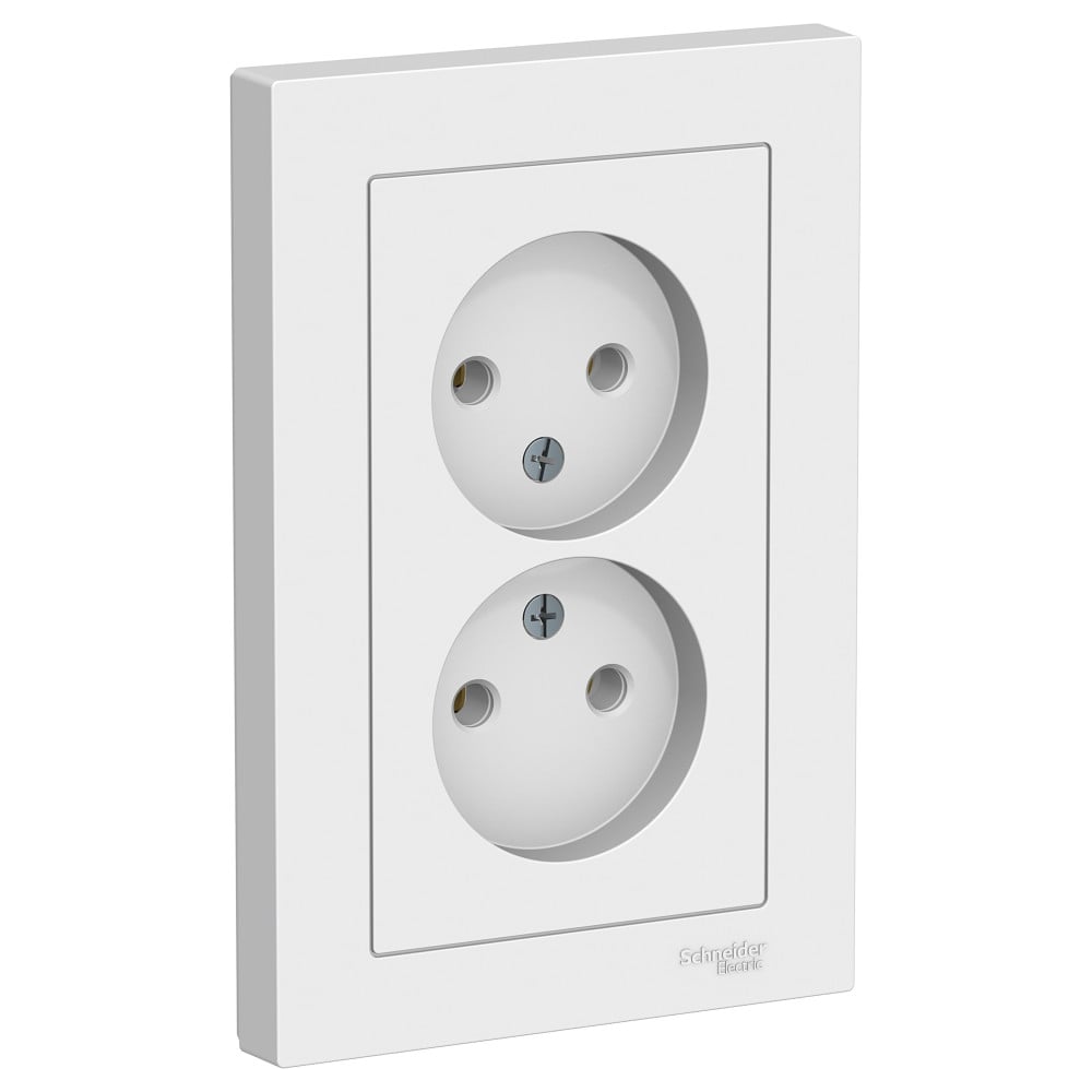 Изображение товара Силовая розетка Atlasdesign Systeme Electric 16 А без заземления 2 гнезда белая