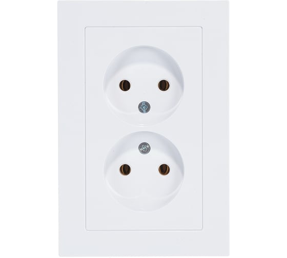 Изображение товара Двухместная розетка Systeme Electric ATLAS DESIGN без заземления 16А в сборе белая ATN000120