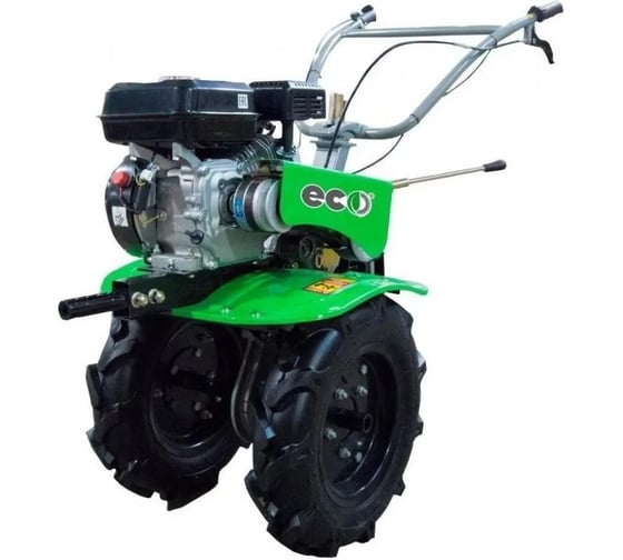 Изображение товара Бензиновый мотоблок ЕСО МБ4 702 двигатель7 л.с., бензиновый, редуктор чугунный, привод ременной, скорость 2 вперед 1 назад, руль поворотный, вал S24, колеса 19x7х8, фрезы 3 группы 24 ножа ECOМБ4702