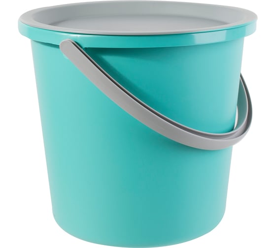 Изображение товара Набор Hausmann ведро 13 л, таз, крышка, ПП, мятный/серый HM-9812