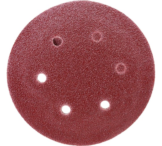 Изображение товара Круг абразивный на ворсовой подложке под липучку, перфорированный (5 шт; 150 мм; 6 отв.; P40) MATRIX 73836