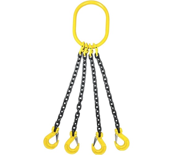 Изображение товара Четырехветвевой цепной строп ТРАСТ 4сц 6.7 тн, 2500 мм, с увеличенным звеном для автокрана, 8 класс 4687203698911