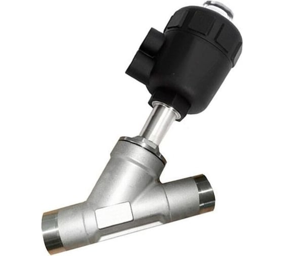 Изображение товара Седельный клапан под приварку TITAN LOCK угловой, нержавеющая сталь 304, с пневмоприводом, полипропилен, DN40 TL40CPAVPP-WD