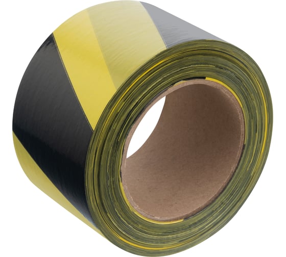 Изображение товара Сигнальная лента СИБРТЕХ, 75 мм х 200 м черно-желтая 89034