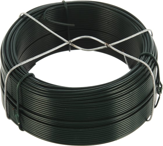 Изображение товара Проволока с ПВХ покрытием СИБРТЕХ зеленая 1,5мм длина 50м 47772