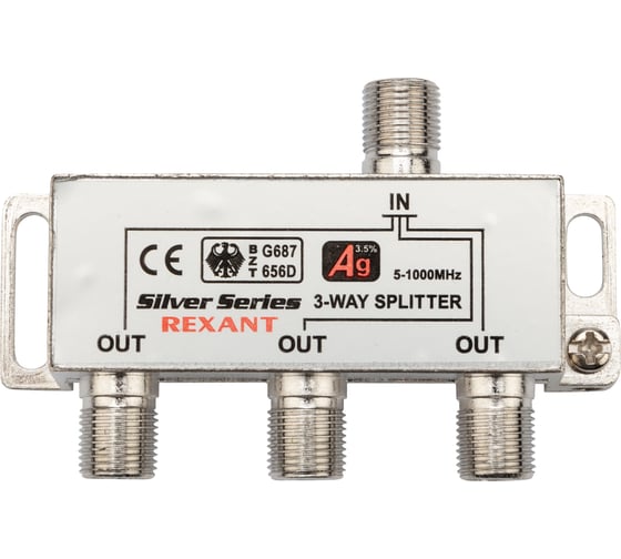 Изображение товара Антенный делитель REXANT f-типа на 3 tv + f-разъемы, 5-1000 мгц 06-0046-C