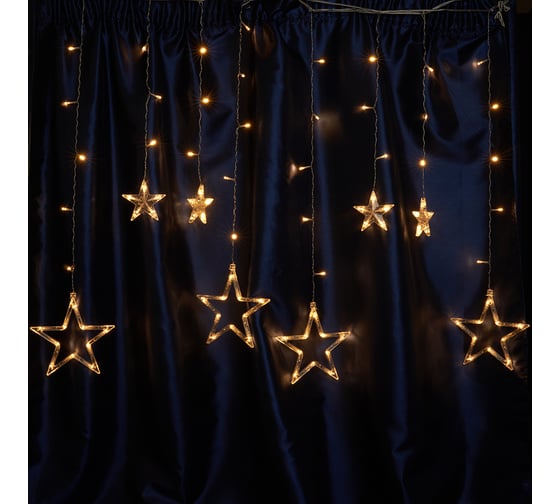 Изображение товара Светодиодная гирлянда FERON cl29 бахрома звезды 3x1м + 3м 230v 2700k, статичная, c питанием от сети, прозрачный шнур 48613