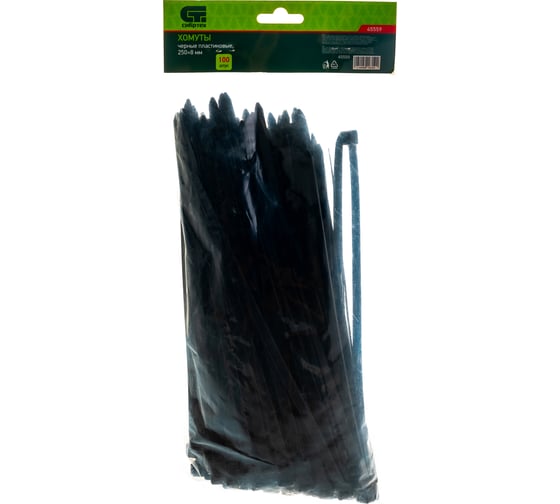 Изображение товара Пластиковые хомуты СИБРТЕХ, 250 х 8 мм, черные, 100 шт 45559