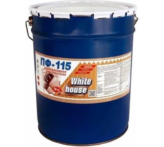 Изображение товара Эмаль WHITE HOUSE ПФ-115 белая глянцевая, 20 кг 13080