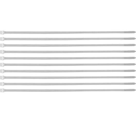 Изображение товара Пластиковые хомуты СИБРТЕХ, 300 * 4,8 мм, белые, 100 шт 45536