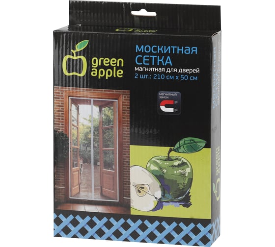 Изображение товара Москитная сетка на дверь GREEN APPLE GBN007 210x50 см, магнитный замок Б0032054