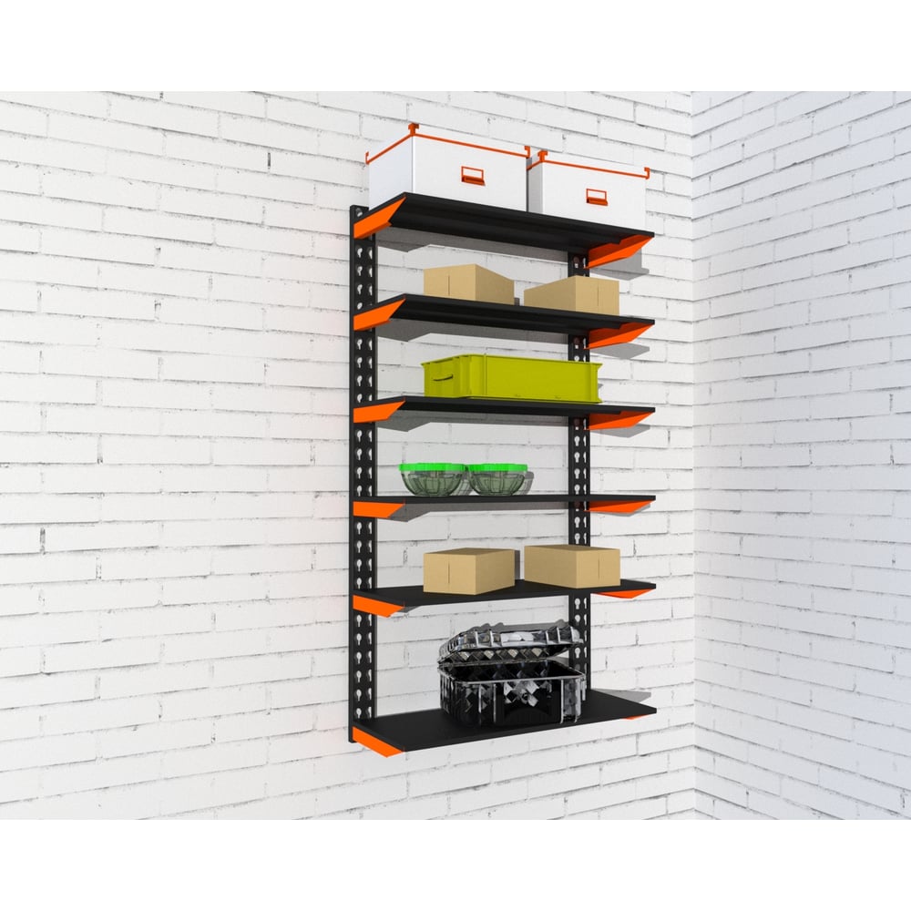 Изображение товара Модульный стеллаж Металекс FLY 1500x800x300 мм оранжево-чёрный