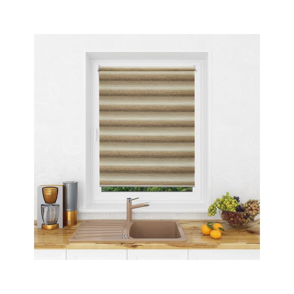 Изображение товара Рулонная штора LM DECOR день-ночь бежево-коричневая 64x160 см для окна