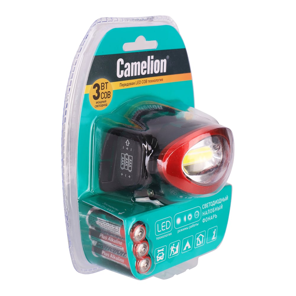 Изображение товара Налобный фонарь Camelion LED5382 черный COB 4 режима аккумуляторы