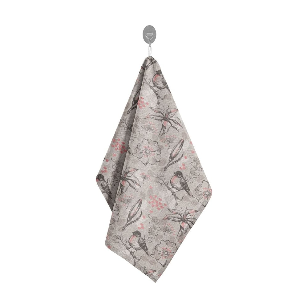 Изображение товара Полотенце Guten Morgen Снегири Рогожка 45x60 см бежевое