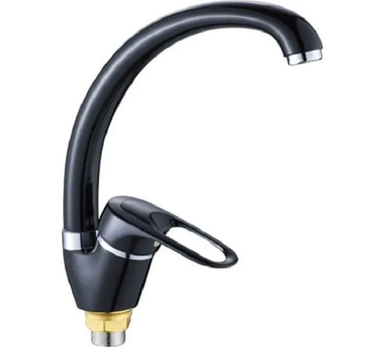 Изображение товара Смеситель для кухни (мойки) INGROSSO черный, высокий излив, картридж 40 мм, гайка 599-25-6 УТ-00041742