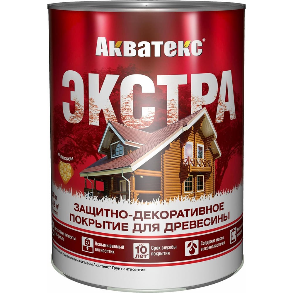 Изображение товара Защитно-декоративное покрытие для дерева АКВАТЕКС ЭКСТРА полуглянцевое 0.8 л