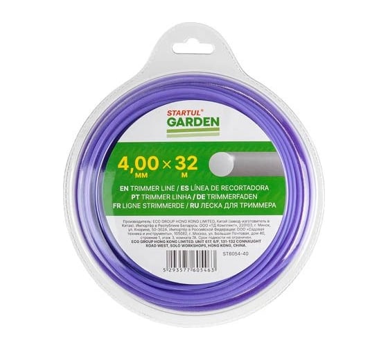 Изображение товара Леска для триммера Garden 4 мм, 32 м, сечение круглое STARTUL ST6054-40