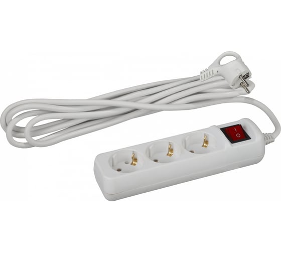 Изображение товара Удлинитель ЭРА U-3es-5m Россия с заземлением, 3x1мм2, 16A, ПВС, с выкл, 3гн, 5м Б0028379