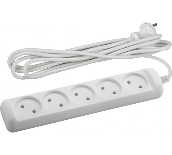 Изображение товара Удлинитель электрический ЭРА U-5-5m-2x1 без заземления 5 розеток 5м ПВС 2x1мм2 10А Б0028365