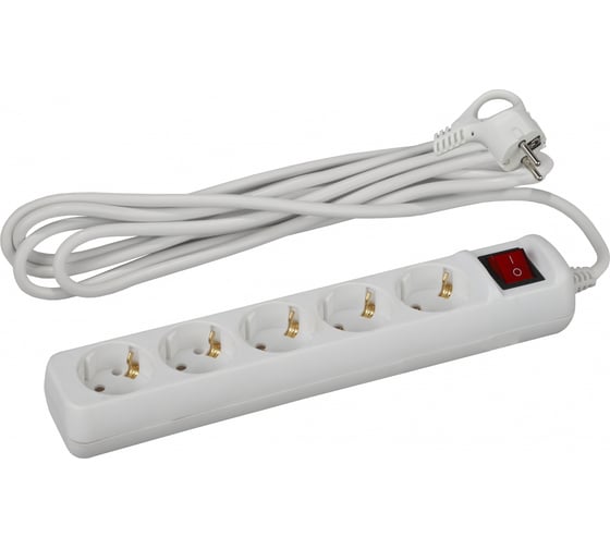 Изображение товара Удлинитель ЭРА U-5es-3m Россия с заземлением, 3x1мм2, 16A, ПВС, с выкл, 5гн, 3м Б0028382