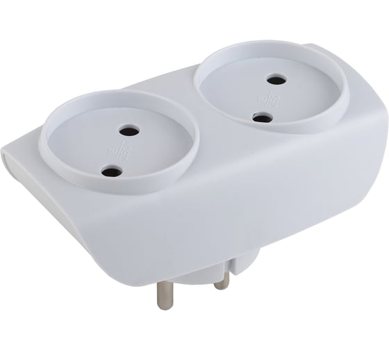 Изображение товара Разветвитель электрический ЭРА SP-2-W на 2 розетки без заземления 16А белый C0045520