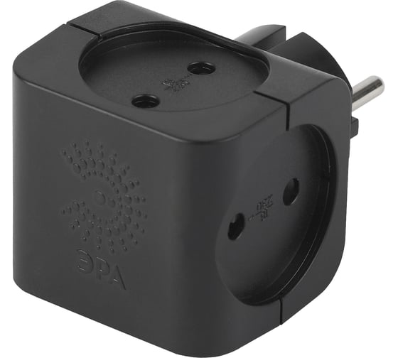 Изображение товара Тройник ЭРА SP-4-B 4гн, без заземления чёрный Б0008207