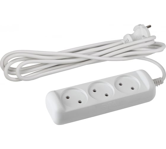 Изображение товара Удлинитель ЭРА U-3-7m Россия без зазeмления, 2х1мм2, 10А, ПВС, 3гн, 7м Б0028357