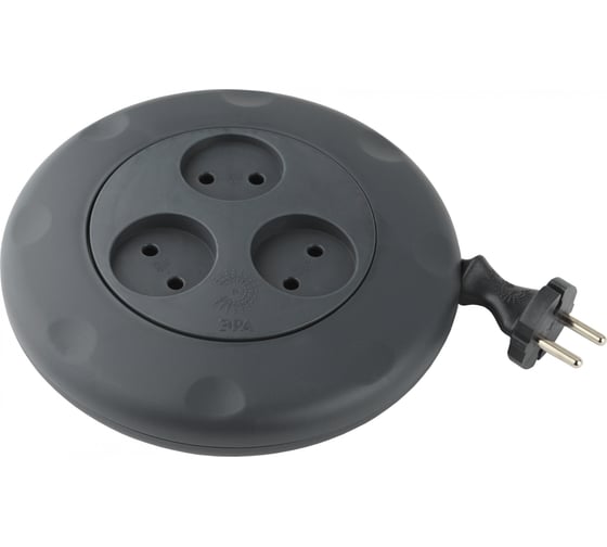 Изображение товара Удлинитель ЭРА UR-3-3m-B черный рулетка, без заземл, 2x0.75мм2, 3гн, 3м Б0019039