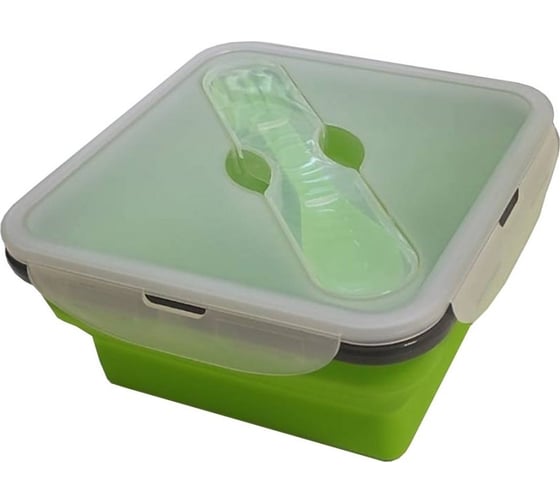 Изображение товара Контейнер Tramp силиконовый, с ловилкой, 1000 мл, оливковый TRC-1451