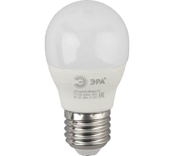Изображение товара Светодиодная лампа ЭРА LED P45-9W-860-E27 диод, шар, хол Б0031412
