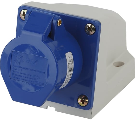 Изображение товара Стационарная наружная розетка ЭРА 113 2Р+РЕ 16А 220В IP44 Б0032874
