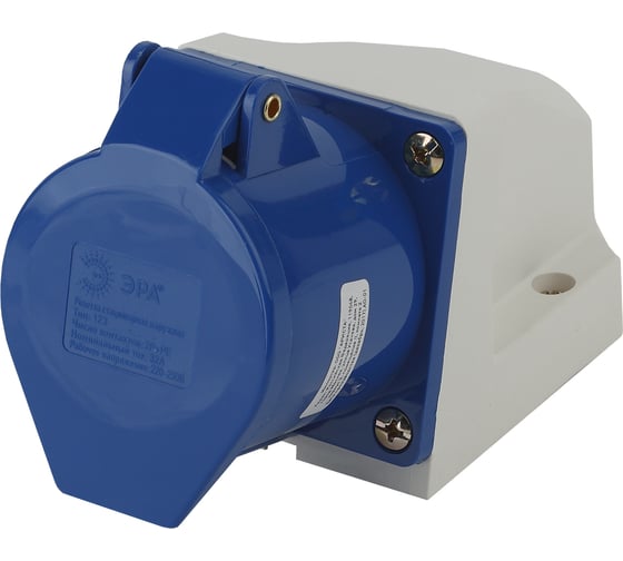 Изображение товара Стационарная наружная розетка ЭРА 123 2Р+РЕ 32А 220В IP44 Б0032877