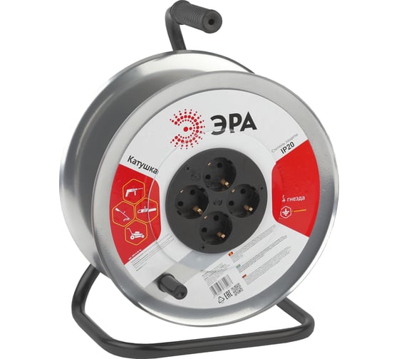 Изображение товара Металлическая катушка ЭРА K-M-4z с заземлением 4гн Б0033026