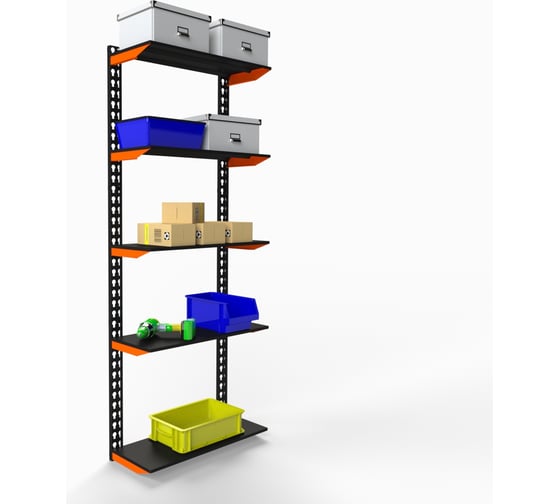 Изображение товара Модульный стеллаж ООО Металекс серии FLY 2000x700x400 мм, 5 полок, оранжево-чёрный 110102
