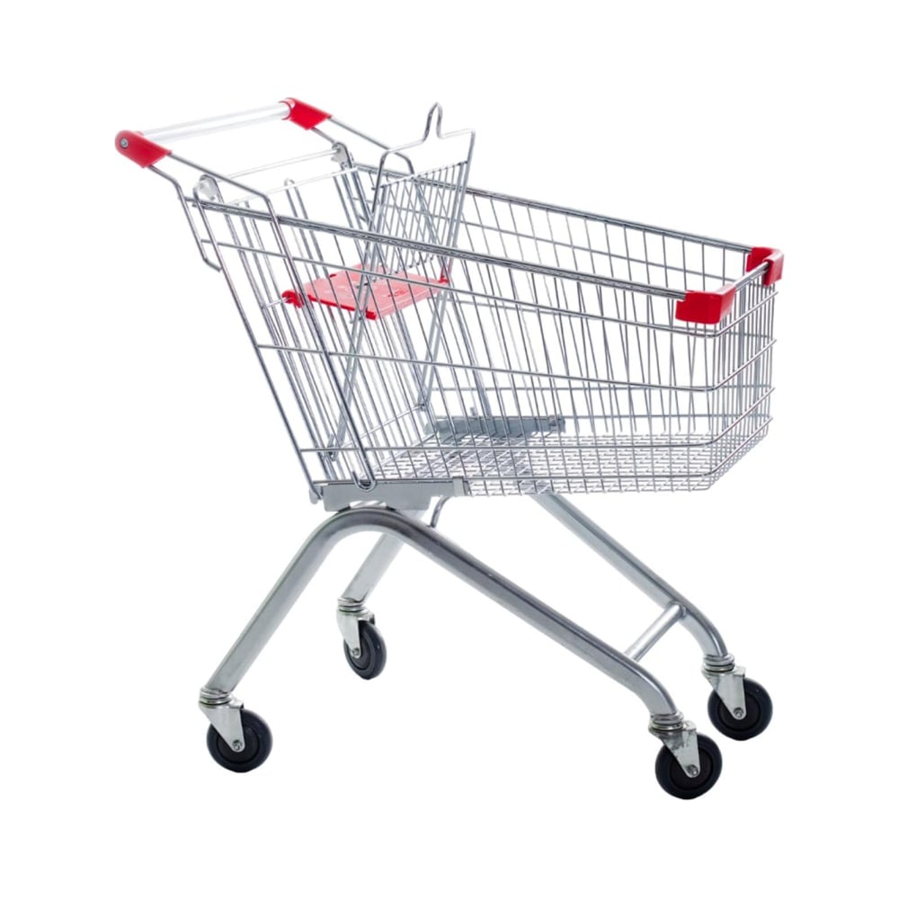 Покупательская тележка ООО Комус MDM_TP-60L с детским сидением, цинк, красный пластик 731540