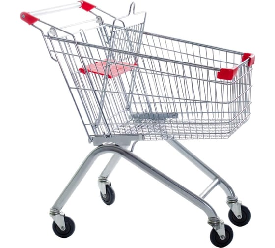 Изображение товара Покупательская тележка ООО Комус MDM_TP-60L с детским сидением, цинк, красный пластик 731540