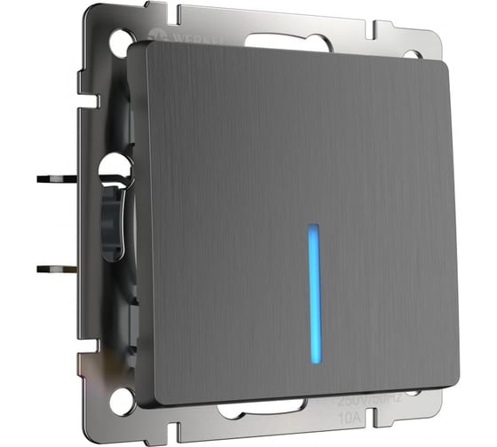 Изображение товара Одноклавишный выключатель Werkel WL04 SW 1G LED с подсветкой графит a046615