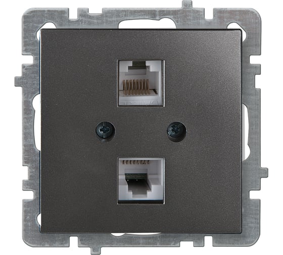 Изображение товара Механизм 2-местной компьютерной розетки Nilson СУ, RJ45 САТ6, TOURAN-ALEGRA-THOR, metallic, антрацит 24160447