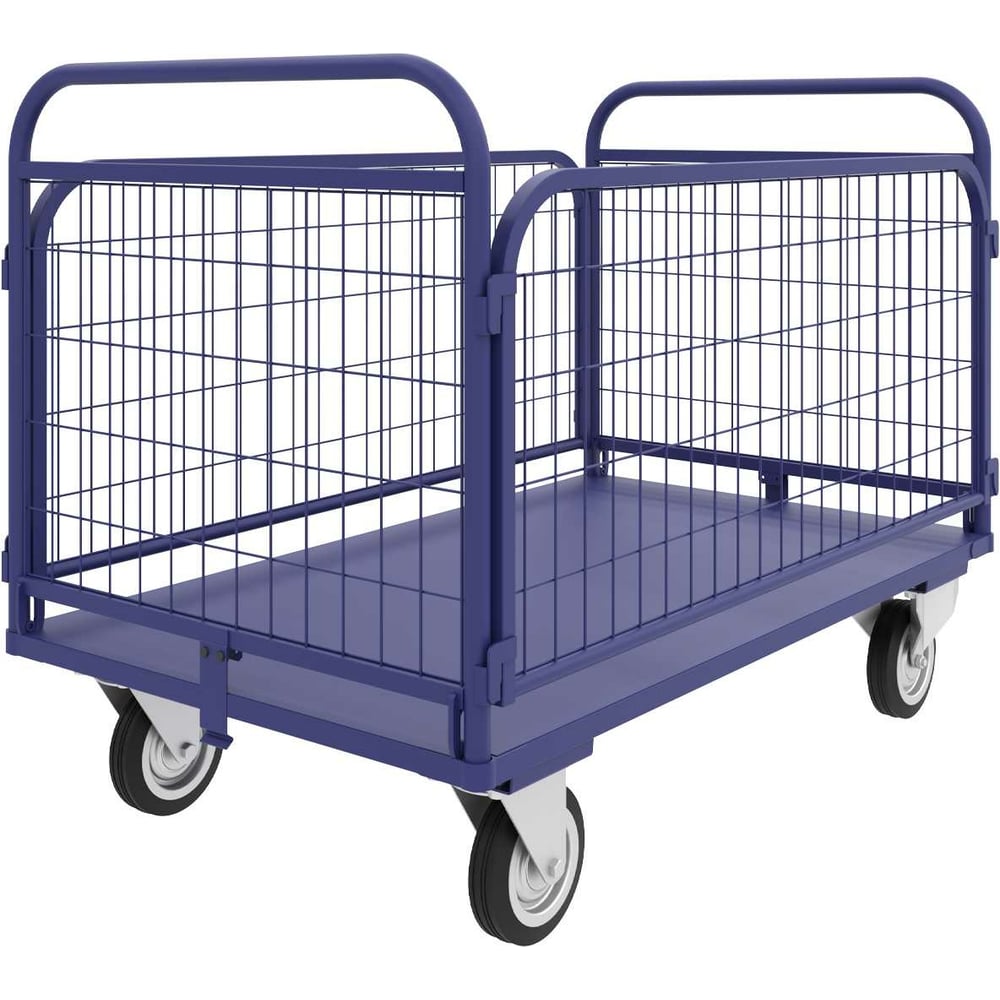 Изображение товара Платформенная тележка с сетчатыми бортами и складными ручками RUSKLAD ТСРС 3, 600х1000 мм, d160 мм ТСРС 3 160